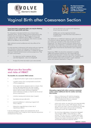 Vaginal Birth After Caesarean Section Evolve Womens Health Toowoomba 7697